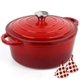 thumbnail image 1 of Enameled Cast Iron Dutch Oven, TAIMASI 5QT Dutch Oven Pot with Lid & Cotton Potholders, Heavy-Duty Cookware for Braising, Stews, Roasting, Bread Baking, All Stovetop Compatible (Red), 1 of 8
