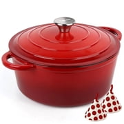Enameled Cast Iron Dutch Oven, TAIMASI 5QT Dutch Oven Pot with Lid & Cotton Potholders, Heavy-Duty Cookware for Braising, Stews, Roasting, Bread Baking, All Sto