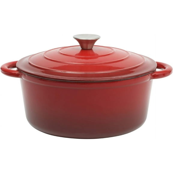 Enameled Cast Iron Dutch Oven with Lid, 7 Qt Round, Oven Safe to 500 ° F for Baking Bread, Stews, and Braising, Gradient Navy Blue