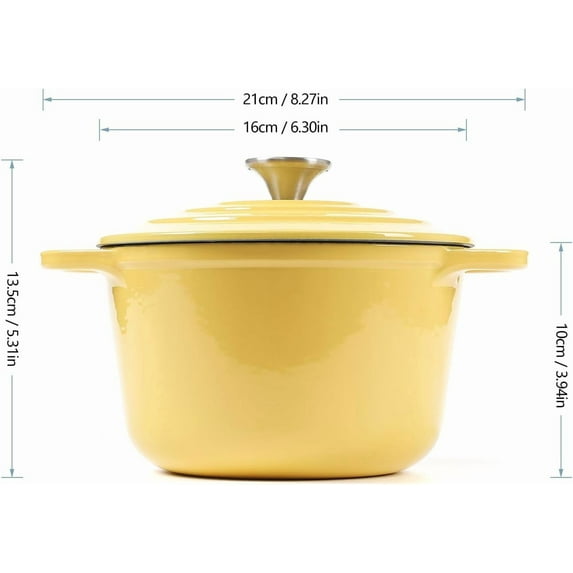 Enameled Cast Iron Mini Dutch Oven 1.5-Quart Yellow