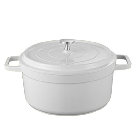 Enameled Dutch Oven Pot With Lid Kitchen Stew Pot Kitchen Gadgets Decor Supplies (White 20CM)
