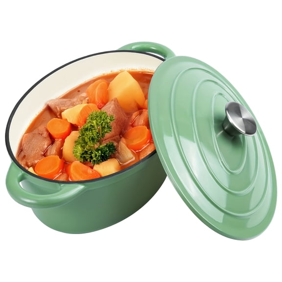 Enameled Dutch Oven with Lid and Dual Handles, Nonstick Enamel Coated Cast Iron Pot for Bread Baking, Slow Cooking, Daily Meals, Home and Outdoor Use