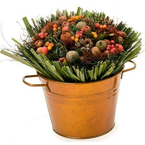 Enameled Galvanized Planter, Glazed Caramel