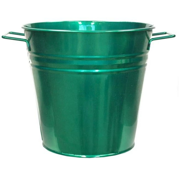 Enameled Galvanized Planter, Glazed Green