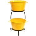 thumbnail image 1 of Enameled Galvanized Steel Double Beverage Tub with Iron Stand, Saffron, 1 of 1