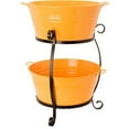 thumbnail image 1 of Enameled Galvanized Steel Double Beverage Tub with Iron Stand, Saffron, 1 of 1