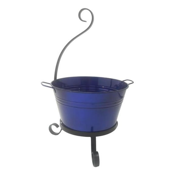 Enameled Galvanized Steel Planter with Iron Stand