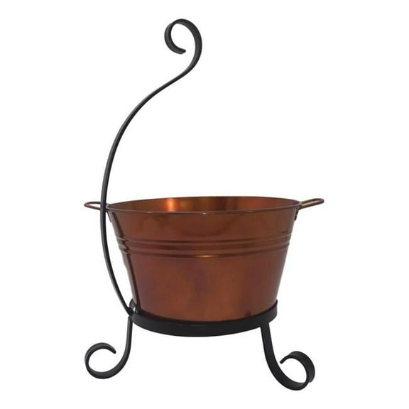 Enameled Galvanized Steel Planter with Iron Stand