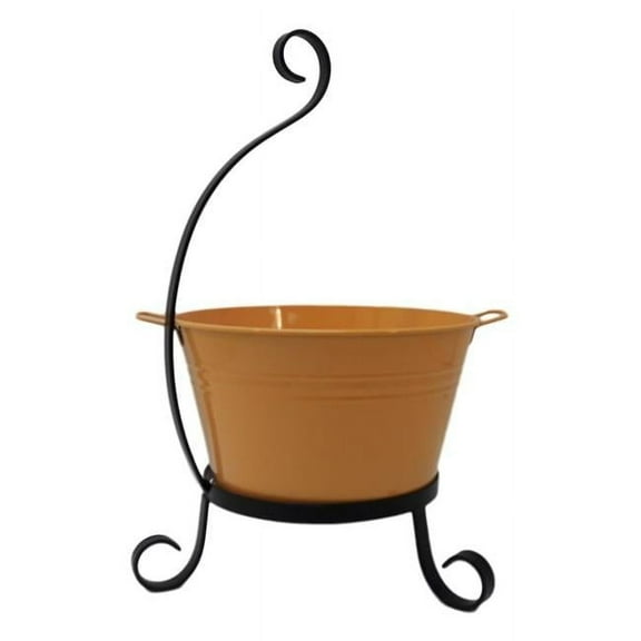 Enameled Galvanized Steel Planter with Iron Stand