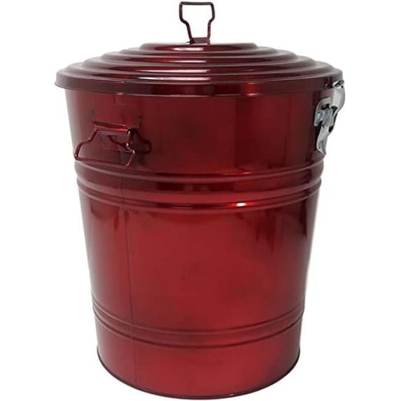 Enameled Galvanized Steel Storage Container, Red