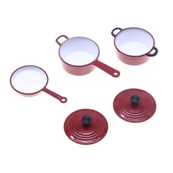 Enameled Miniature Pots Pan Cookware Set For Doll House Accessories And Children Role Play Game Scene Display Decoration