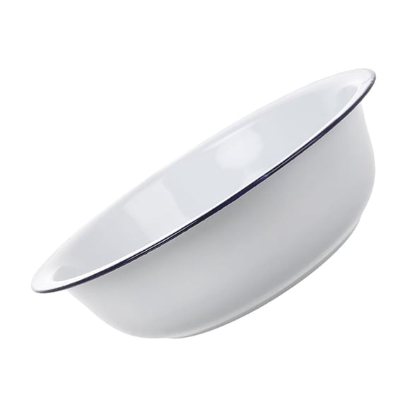 Enameled Mixing Bowl Enamelware For Blending Serving And Countertop Display White Washing Basin