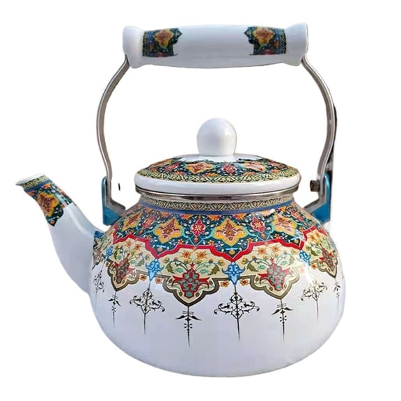 Enameled Porcelain Kettle, 2.5L Kettle Tea Kettle, Coffee Pot with Heat-Resistant Handle, Enamel Kettle Induction Cooker, for Kitchen Home Cafe Camping Gas Stove