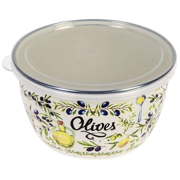 Enameled Steel Bowl Olives Enamelware Bowl with Lid Serving Bowl Mixing Bowl 2.4 Л/2.5-qt