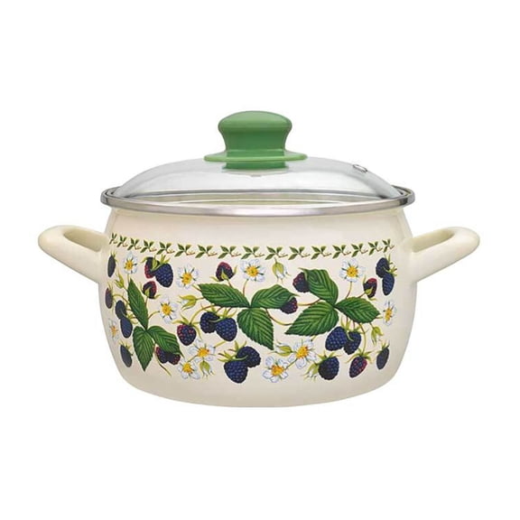 METALAC Enameled Steel Pot Blackberry Deep Enamelware Pot with Lid Kitchen Pot Cookware 3.5-qt. (3.3 л)
