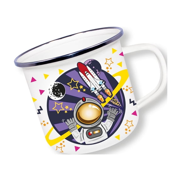 Enamelware Cute Collection - Space 12.5oz Reusable Mug for Hot & Cold Drinks by Deluxebase