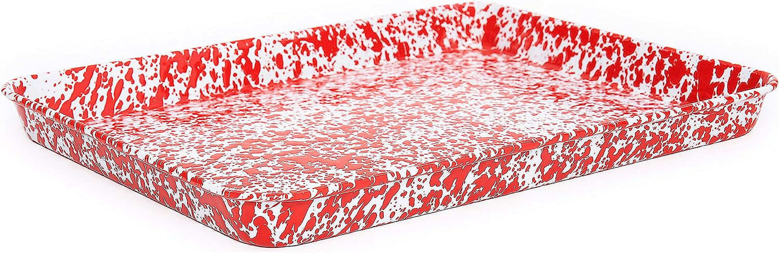Enamelware Jelly Roll Pan, 16 X 12.25 Inches, Red/White Splatter
