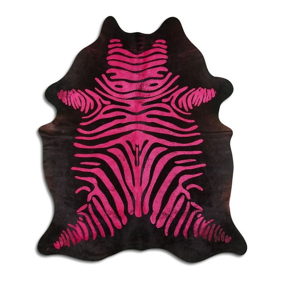 Enamor cowhide rugs for sale DISTRESSED ZEBRA PINK ON BLACK rug