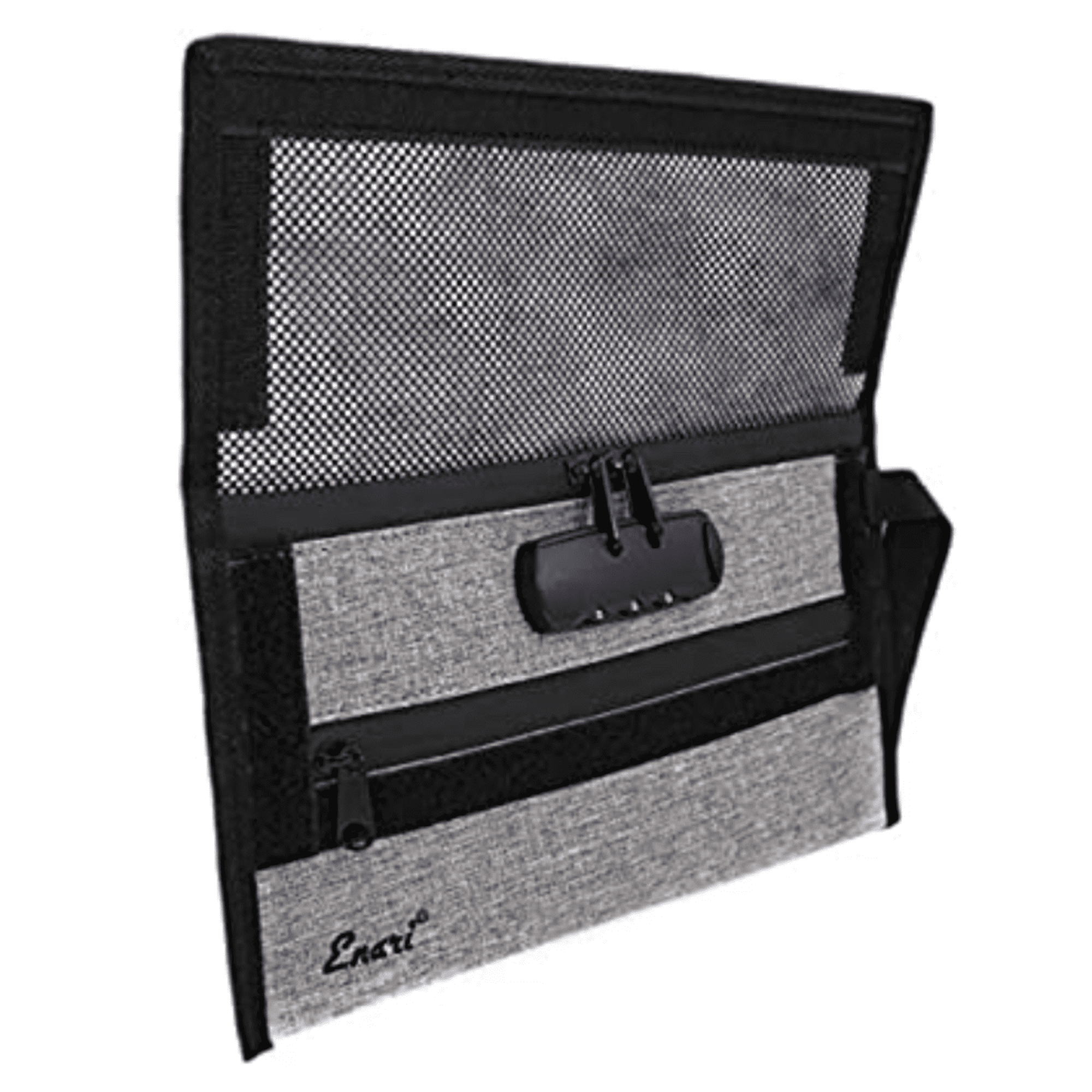 Enari Collection Money Bag with Combination Lock Security Deposit Bank Pouch Gray Polyester Material