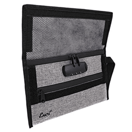 Enari Collection Money Bag with Combination Lock Security Deposit Bank Pouch Gray Polyester Material