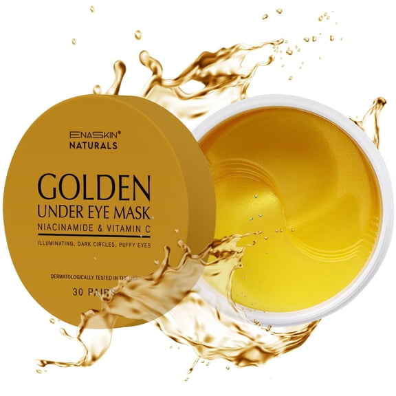 Enaskin Naturals 24K Gold Under Eye Patches with Niacinamide, Vitamin C and Collagen, Illuminating Gel Eye Mask, 30 Pairs