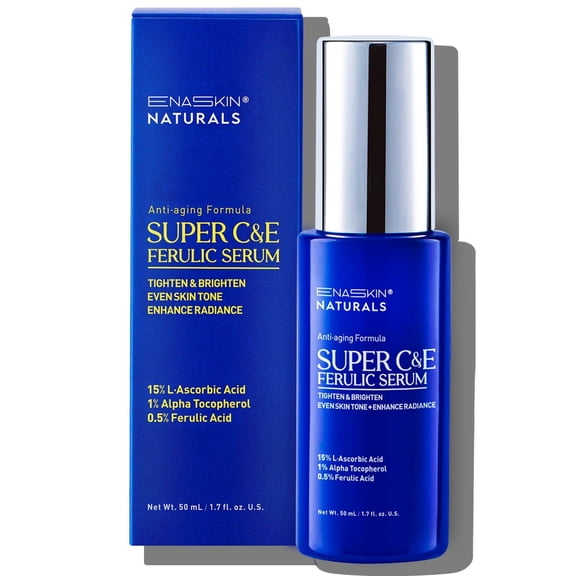 Enaskin Naturals Super C&E Ferulic Face Serum, Womens Vitamin C Serum for Mature Skin, 1.7 fl oz
