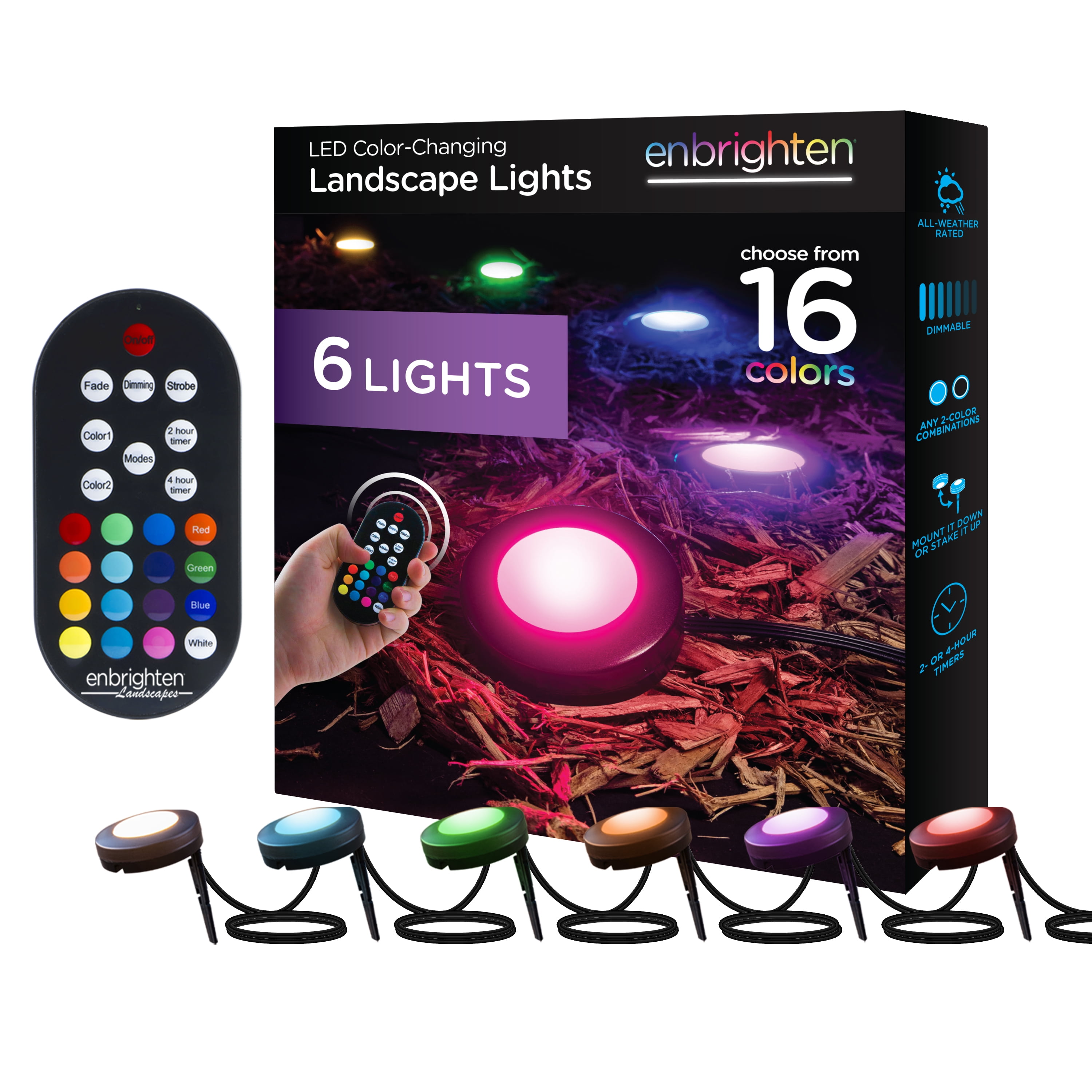 Seasons Black Plastic LED Pathway Lights with Remote