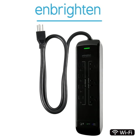 Enbrighten - 7 Outlet 1440 Joules Surge Protector w/3' Power Cord - Black