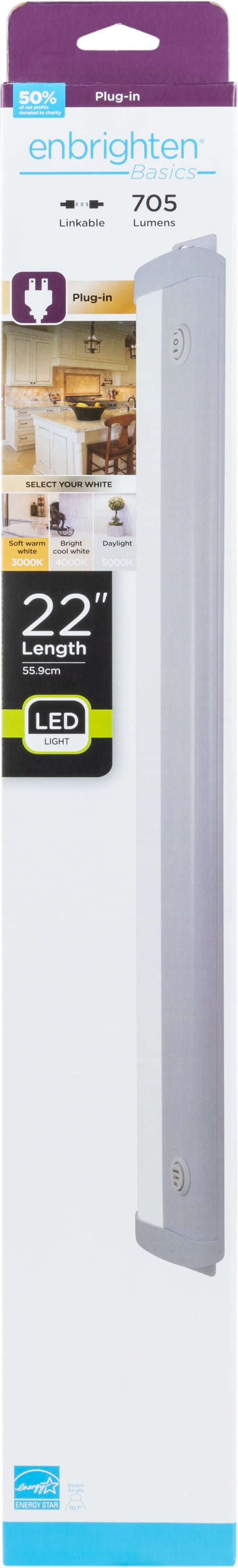 Enbrighten 705 Lumen 22" Plug-in LED Under Cabinet Light, 1 lb, Linkable