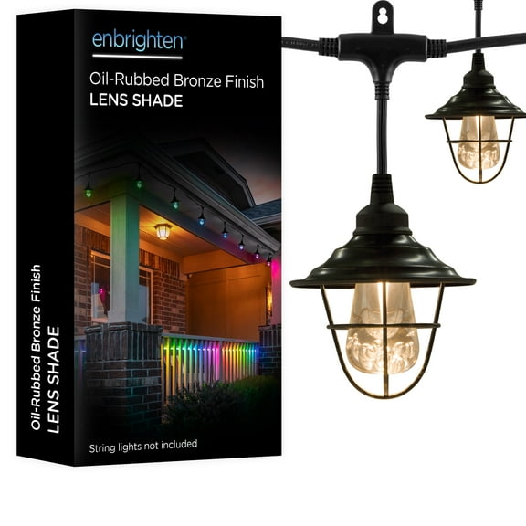 Enbrighten Accessory Lens Shades for Enbrighten Café String Lights, 6 Oil-Rubbed Bronze Cage Shades, 35877