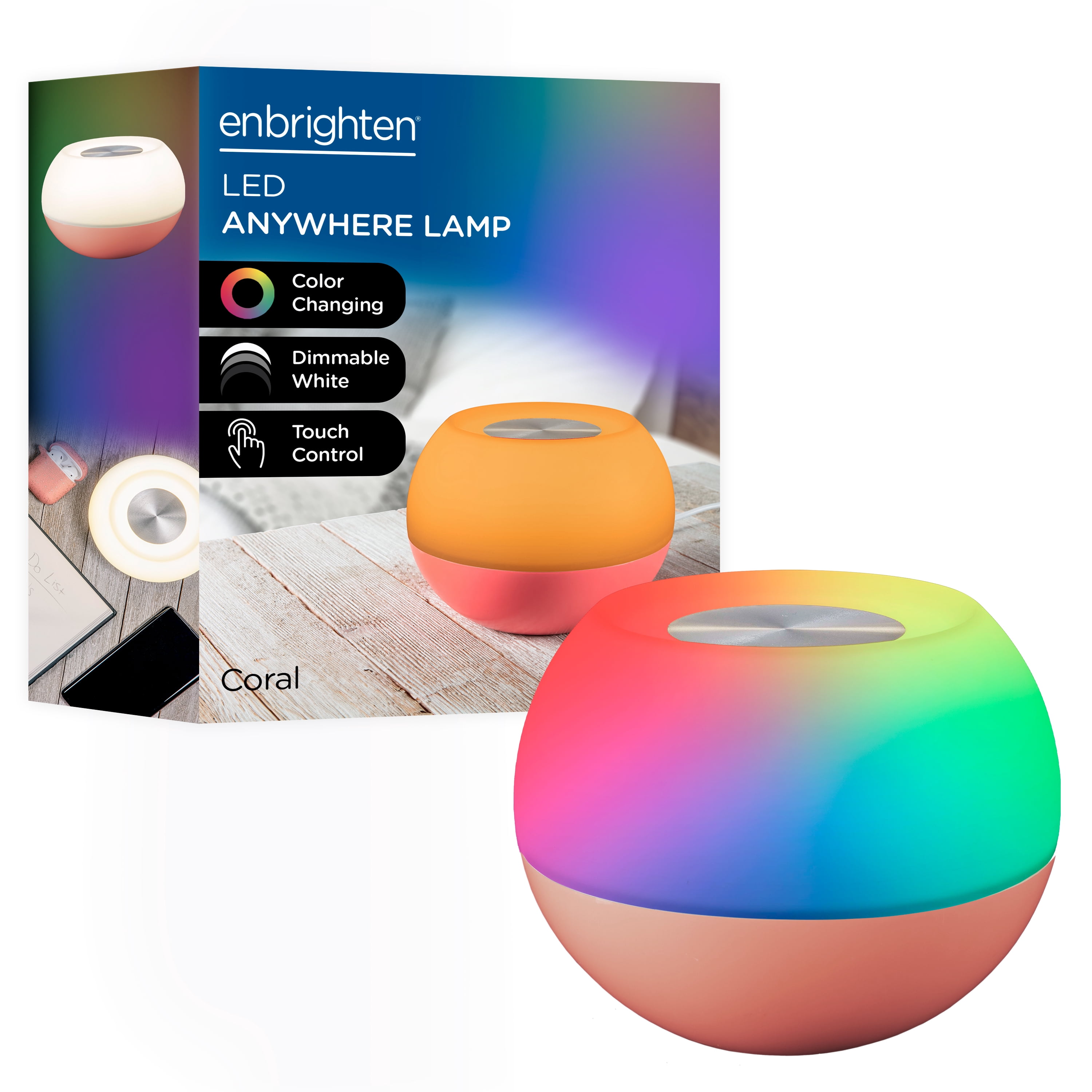 Enbrighten® Capacitive Touch Dimmable LED Tabletop Lamp, Coral - 49533