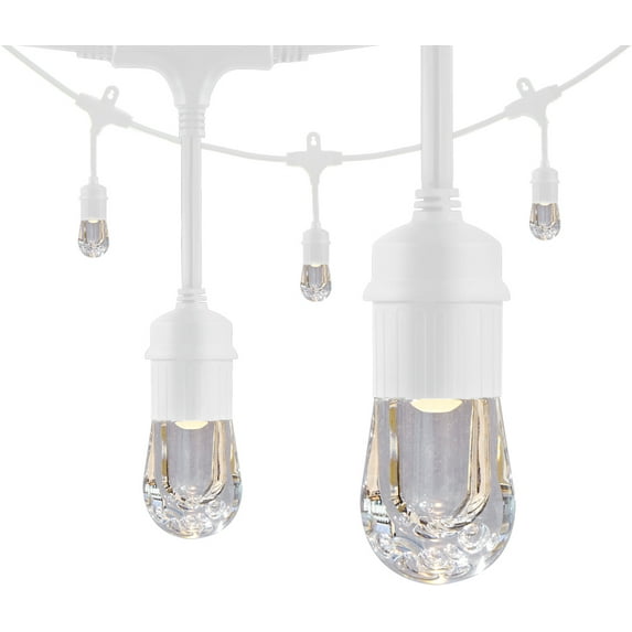 Enbrighten Classic LED Café Lights, 24ft, Acrylic Bulb, White, 36803