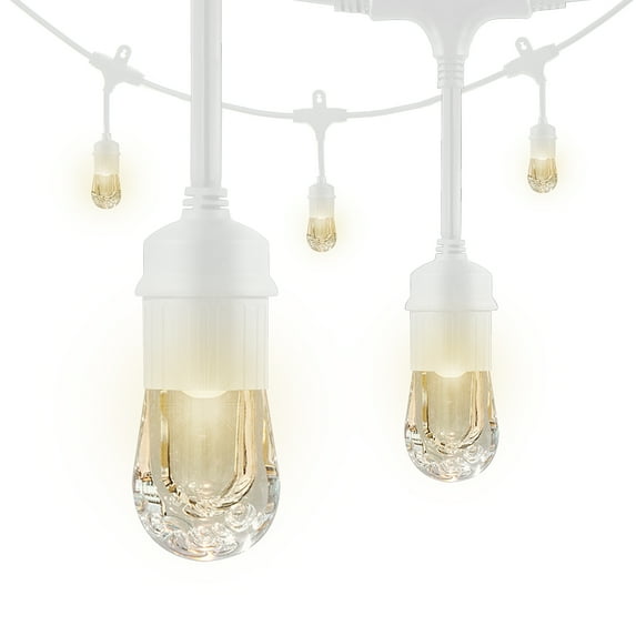 Enbrighten Classic LED Café String Lights, 48ft. 24 Acrylic Bulbs, Indoor/Outdoor, Weatherproof, Shatterproof, White Cord, 35608