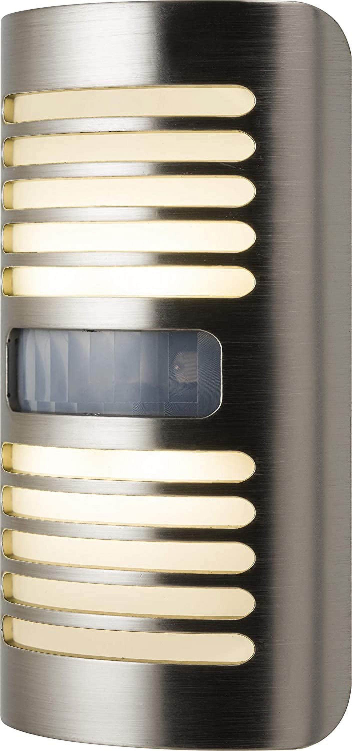 GE Enbrighten LED Motion Sensor Night Light, Plug-in, 40 Lumens, Motion-Select with 25ft Detection, Dusk-to-Dawn, Brushed Nickel Louver – 37299 (1 Pack)