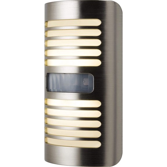 GE Enbrighten LED Motion Sensor Night Light, Plug-in, 40 Lumens, Motion-Select with 25ft Detection, Dusk-to-Dawn, Brushed Nickel Louver 37299 (1 Pack)