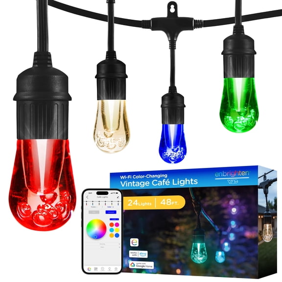 Enbrighten LED Wi-Fi Smart Vintage Caf Lights, 48ft.