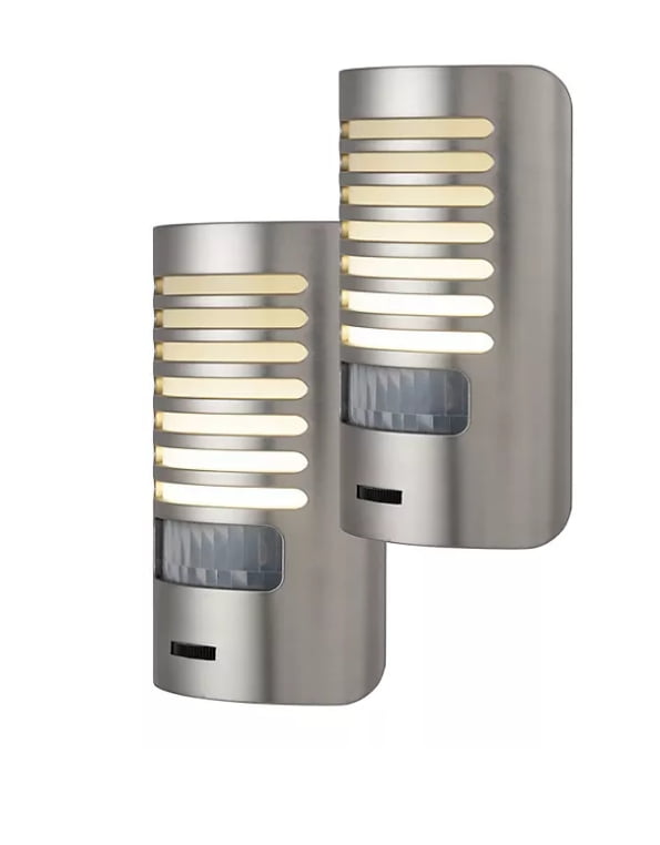 Enbrighten MotionSensing Dimmable LED Night Light, Louver Shade, Brushed Nickel, 2 pk