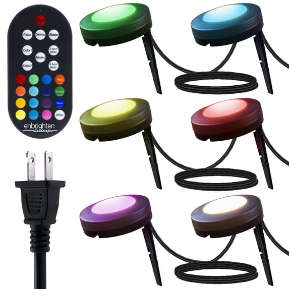 Enbrighten Seasons LED Color-Changing Landscape Path Lights, 6 Pucks, Plug-in, 41012