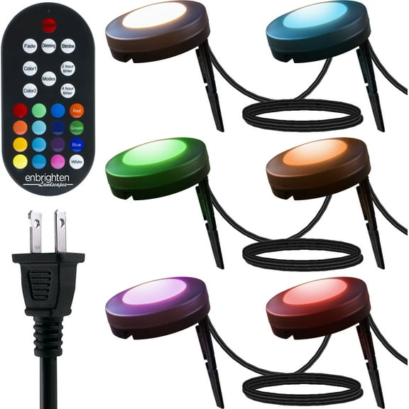 Enbrighten Seasons LED Color-Changing Landscape Path Lights, 9 Pucks, Plug-in, 41015