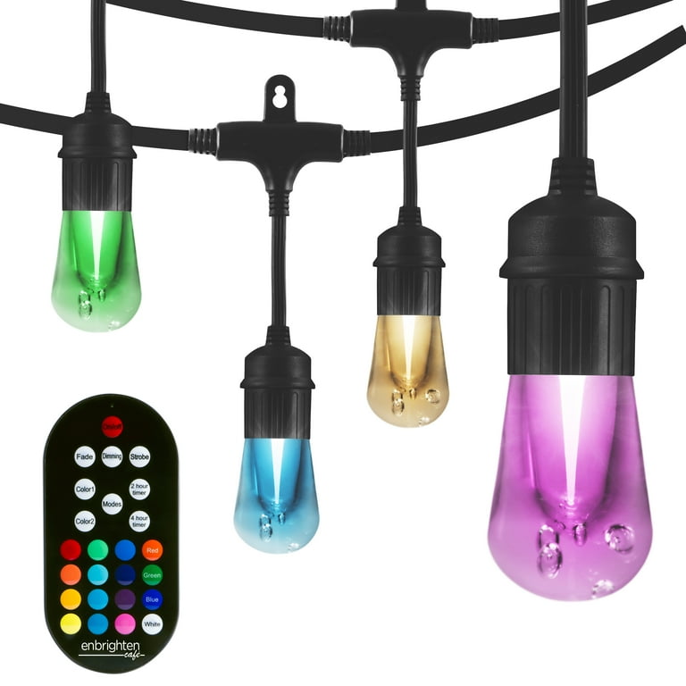 24-bulb 48 ft. Vintage Seasons Color Changing Cafe Integrated LED String Lights, Black 24-bulb 48 ft. Vintage Seasons Color Changing Cafe Integrated LED String Lights, Black