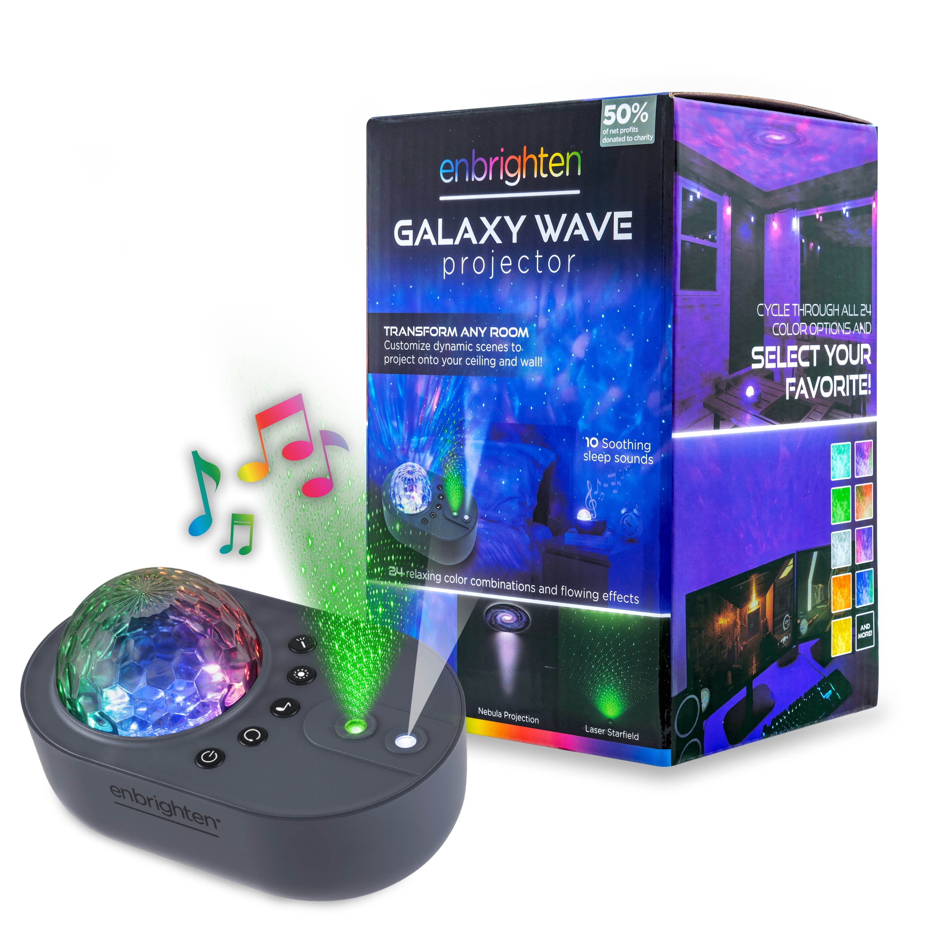 Enbrighten Crystal-Clear LED Galaxy Wave Projector Night Light