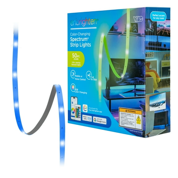 Enbrighten Vibe 50 Smart LED Light Strip, App & Remote Control, RGB Color Changing