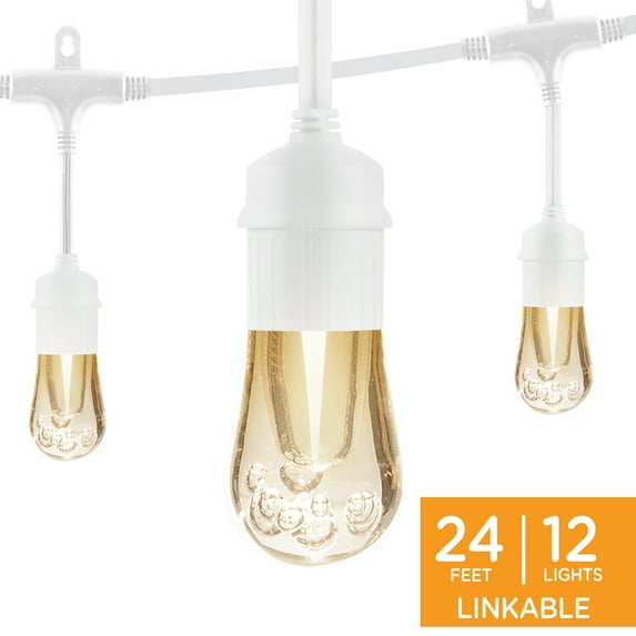 Enbrighten Vintage LED Café String Lights, 24ft., White Cord, 35646