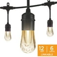 thumbnail image 1 of Enbrighten Vintage LED Cafe String Lights, 12ft., Black Cord, 35626, 1 of 10