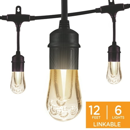 Enbrighten - Café Vintage Series LED Lights (12 feet/6 bulbs) - Black