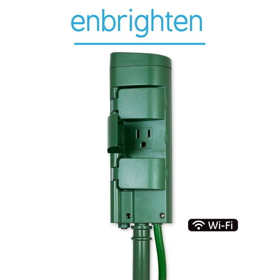 Enbrighten Wi-Fi Smart Yard Stake, 6-Outlet Outdoor Plug-In, 51492, Green