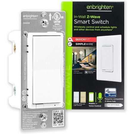 Enbrighten - Z-Wave Plus Smart In-Wall Switch - White & Light Almond