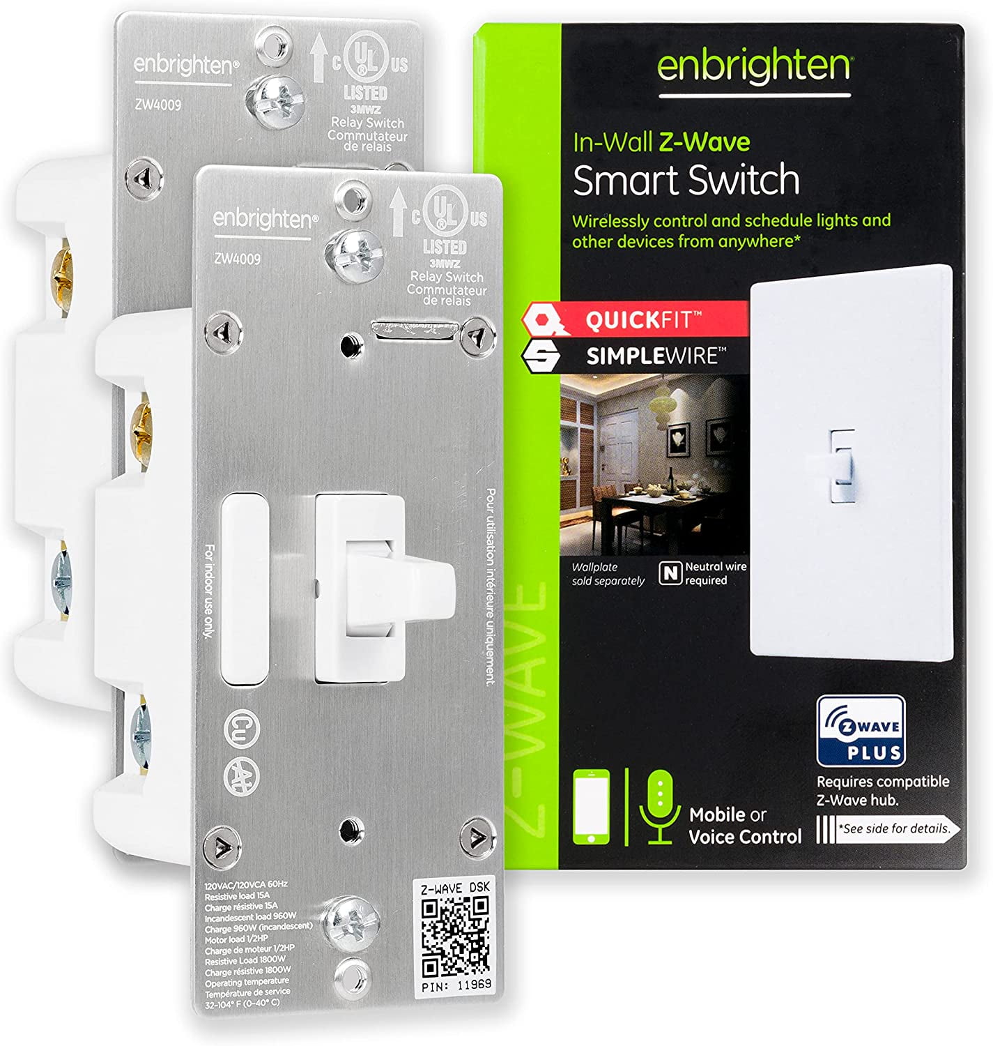 GE Z-Wave Plus Direct-Wire Indoor/Outdoor Smart Switch, Gray