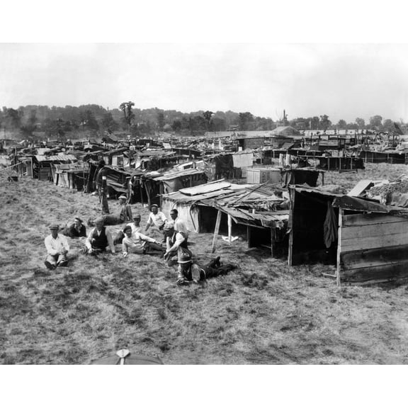 Encampment Of The Bonus Army Marchers In Washington Dc. The Anacostia Flats 'Hoovertown' Was Built From Materials Scavenged From A Nearby Rubbish Dump. The Veterans Built Sanitation Facilities History