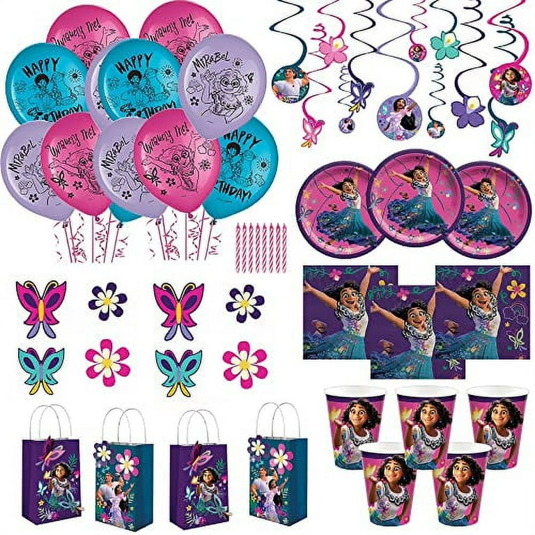 Encanto Birthday Party Supplies and Decoration For 16: Plates, Napkins,  Cups, Table cover, Candle, Balloons,Wall decoration kit and extra balloons.